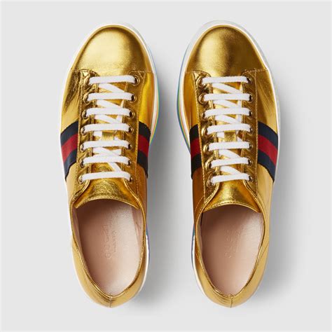 scarpe nere e oro gucci|gucci sneakers for women.